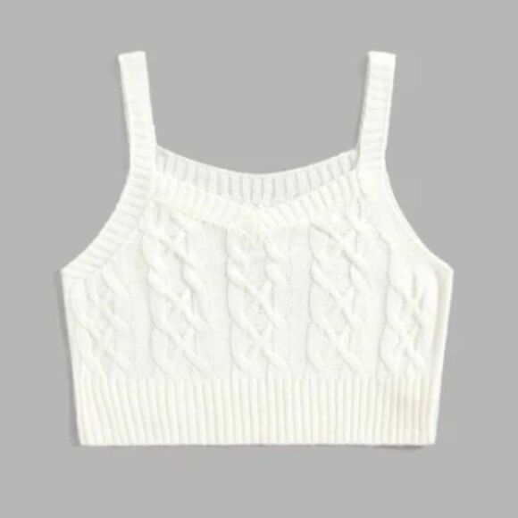 NWT, Shein • Solid Cable Knit Cami Crop Top, Size Medium - Picture 1 of 3
